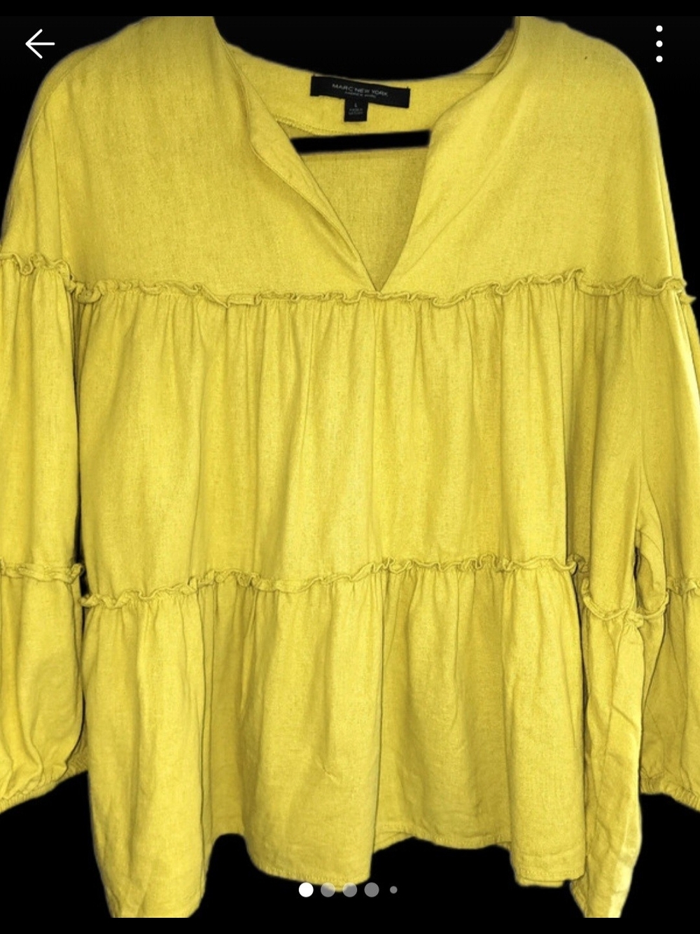 Andrew Marc Yellow Tiered Peasant Tunic